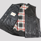 Open Road Men's Flannel Lined Leather Club Vest