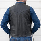 Men’s Buffalo Leather Biker Vest. Adjustable Side Lace Vest