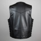 Men’s Buffalo Leather Biker Vest. Adjustable Side Lace Vest