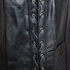 Men’s Buffalo Leather Biker Vest. Adjustable Side Lace Vest