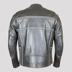 Open Road Men's Reflective Piping Leather Motorcycle Jacket