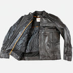 Open Road Men's Reflective Piping Leather Motorcycle Jacket