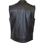 Open Road Men's Upside Leather with Black Stitched Diamonds Vest