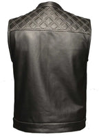 Open Road Men's Upside Leather with White Stitched Diamonds Vest