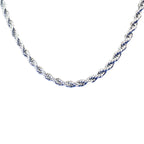 Men’s 24" Stainless Steel Silver Rope Chain Necklace. Heavy-Duty Biker Necklace