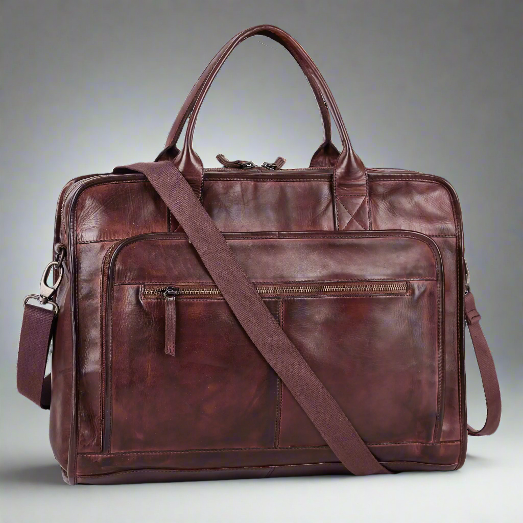 MET Two Handle Messenger Laptop Leather Bag