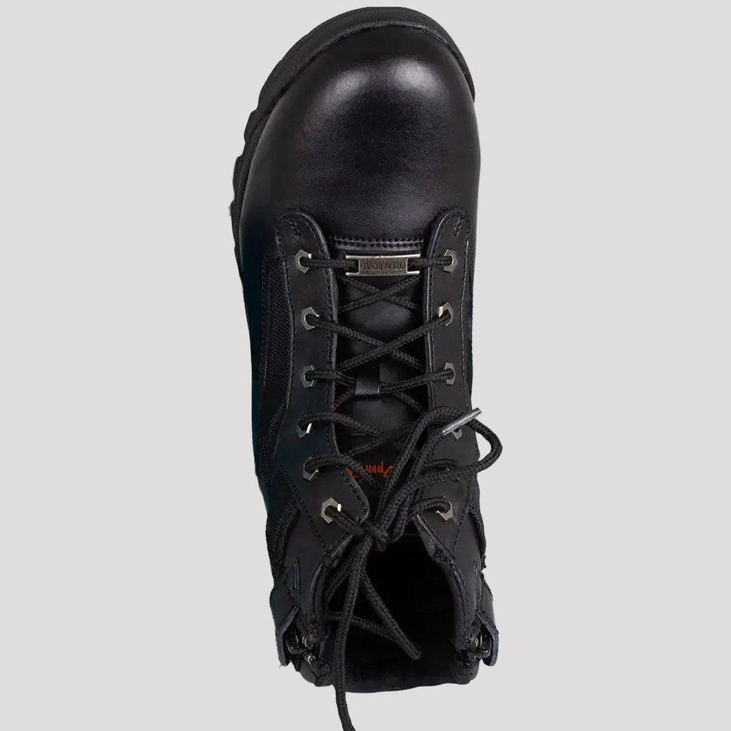 Open Road Women's Black Leather Tactical Lace-Up Boots with Side Zippers Entry
