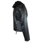 Open Road Women's Hooded Classic Leather Motorcycle Jacket
