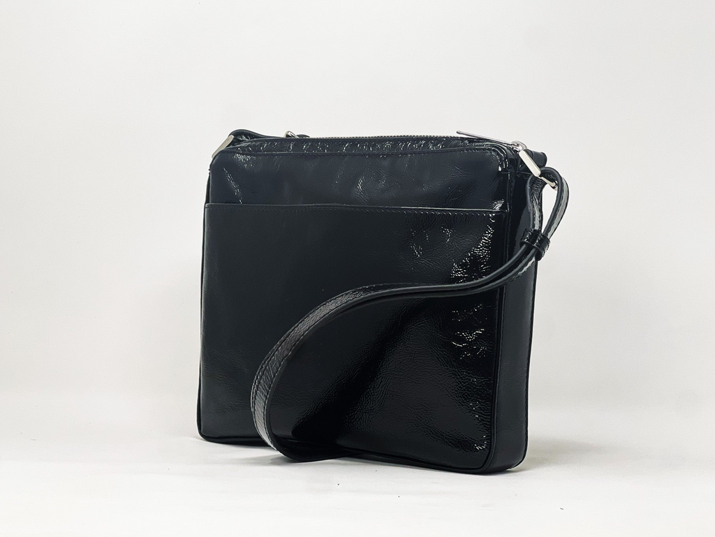 Sac à bandoulière noir vernis | Gisèle petit