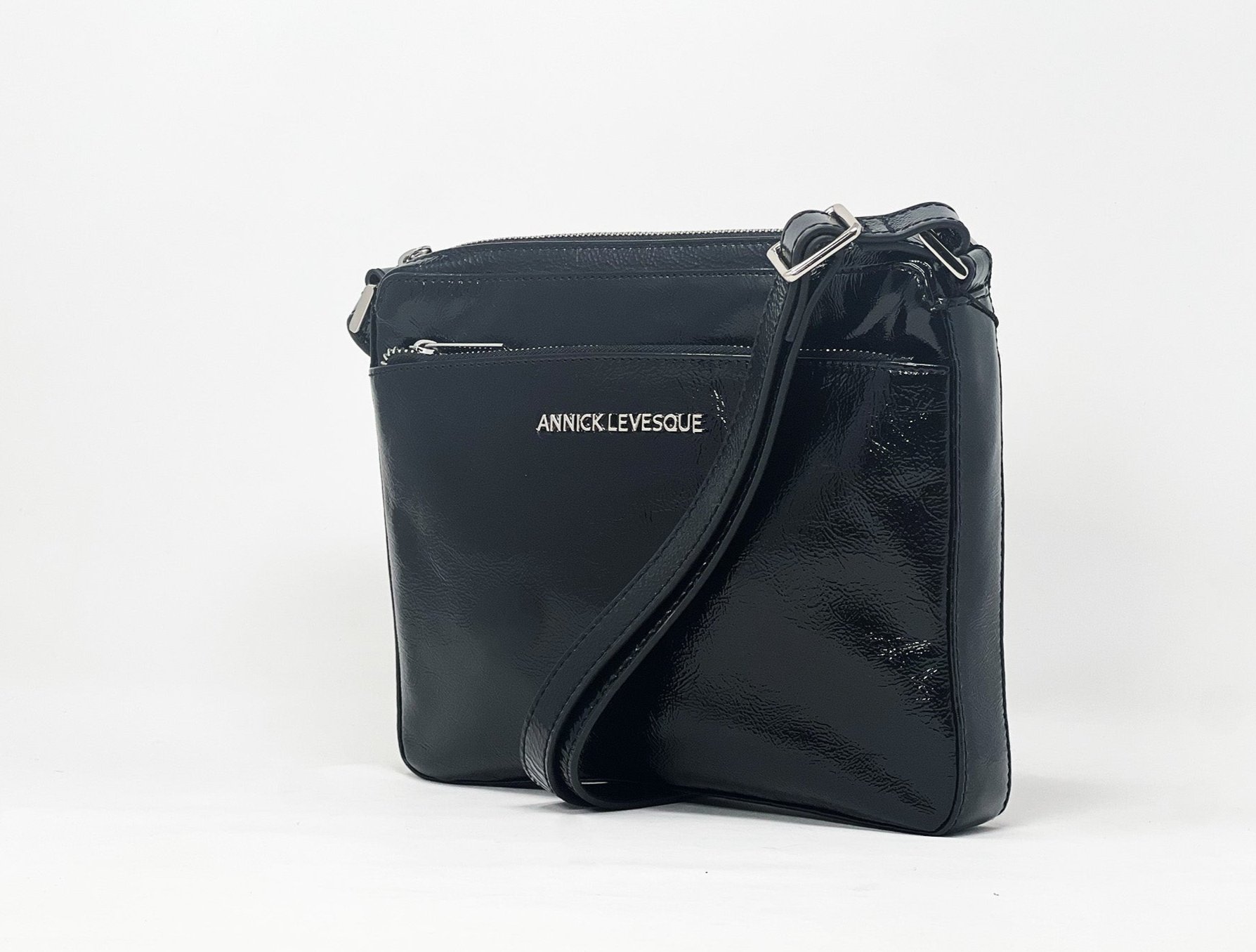 Sac à bandoulière noir vernis | Gisèle petit