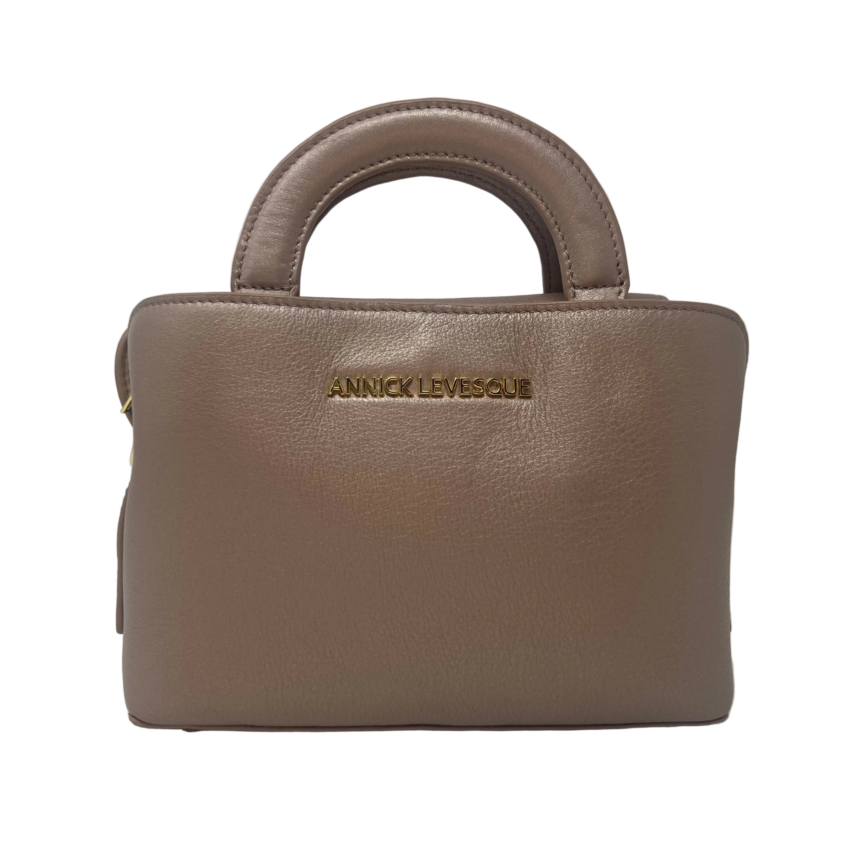 Sac à main en cuir Clarence , deux en un, Rose platine