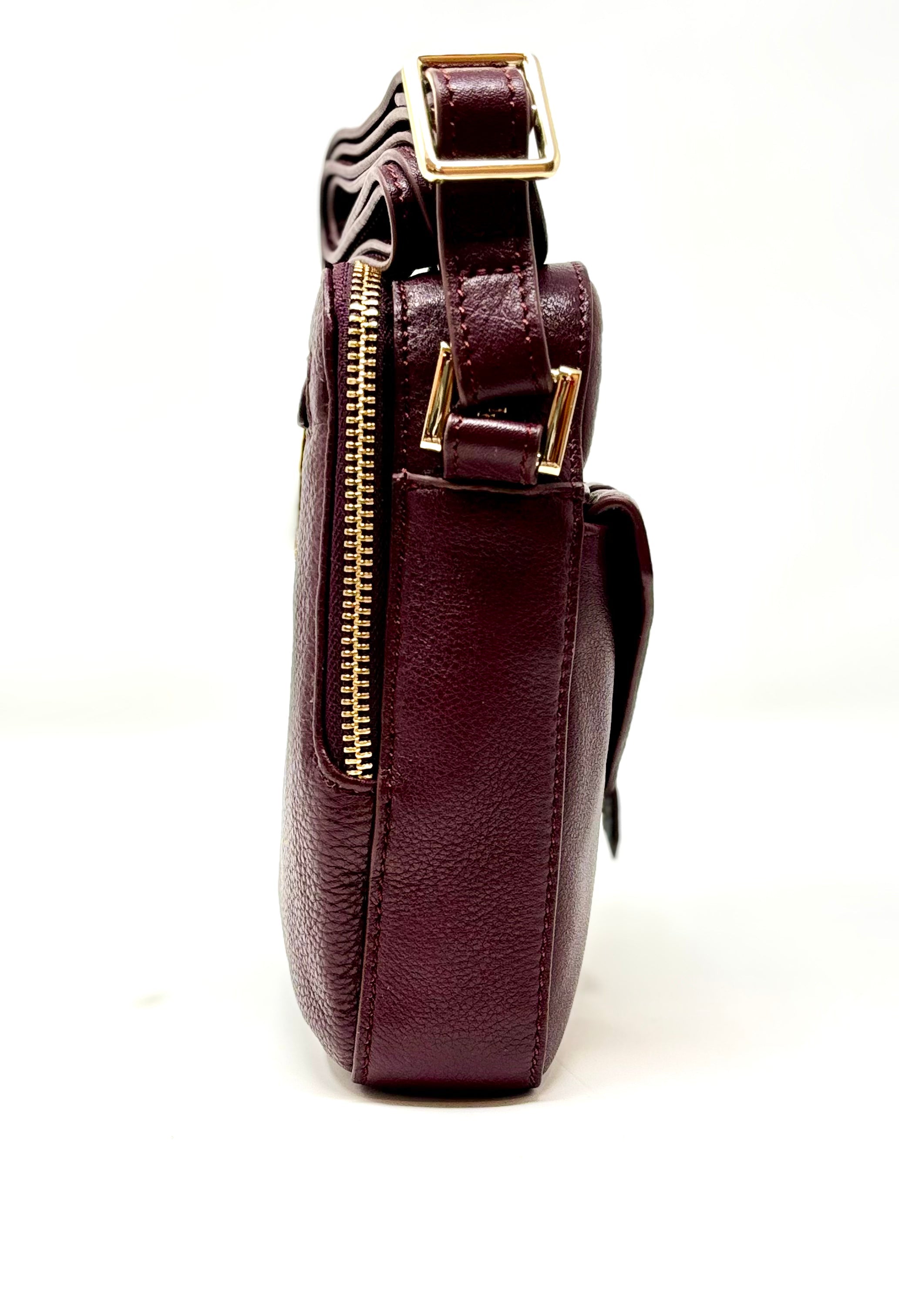 Petit sac en cuir aubergine —Nadine