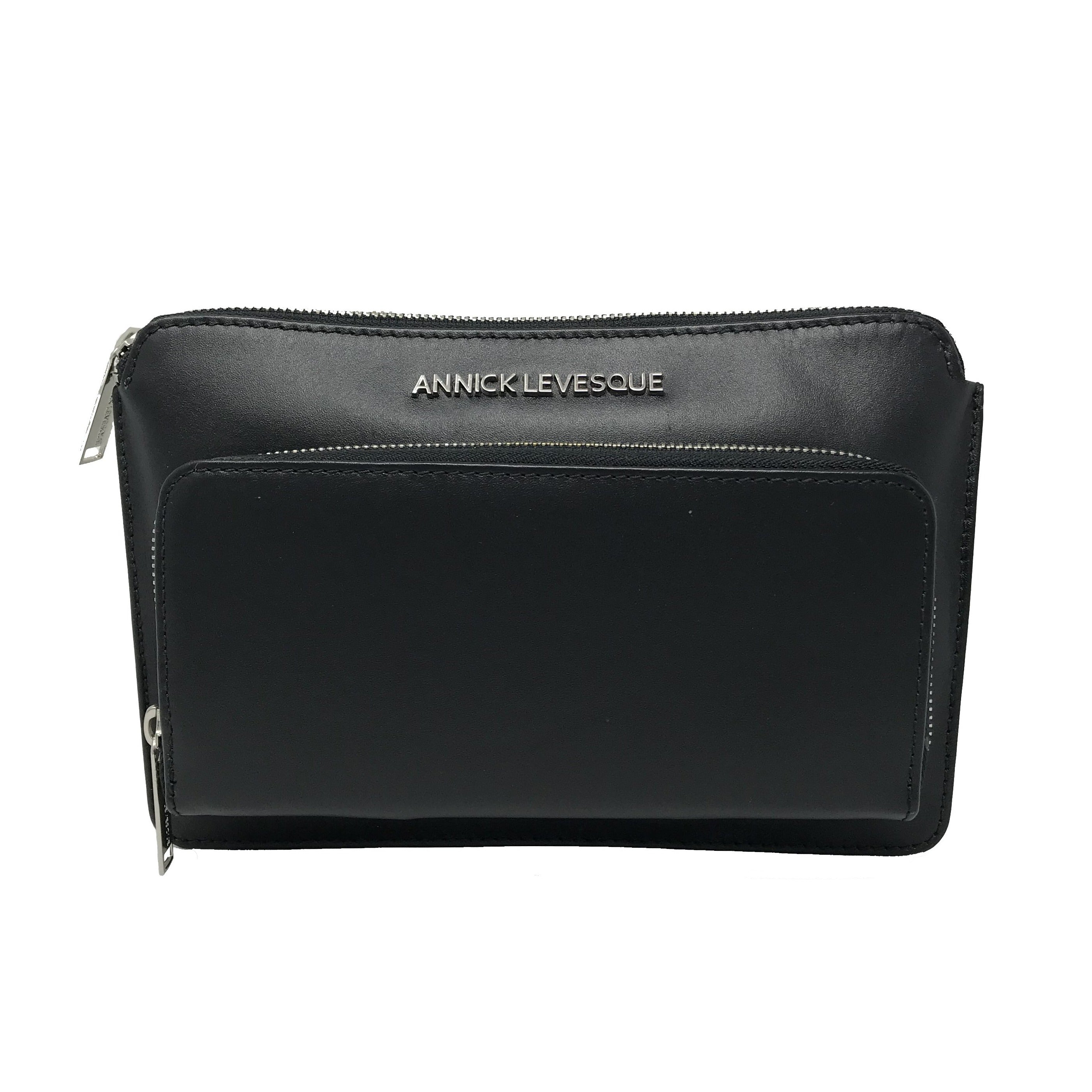 Petit sac à Bandoulière Portefeuille en Cuir Véritable noir, Carmen - PRÉCOMMANDE