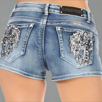 Platinum Plush Women's Cross Angel Wing Bling Shorts