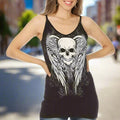 Women's Rhinestone Skull & Wings Tank Top