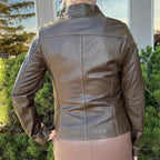 Women's Snap Collar Lamb Leather Jacket