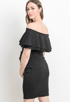 Double Ruffle Off Shoulder Maternity Dress
