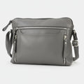 Leather Crossbody Slim Bag with Zippered Pockets & Adjustable Strap