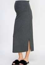 Rayon Modal Side Slit Maternity Midi Skirt