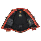 Milwaukee Leather Men's Red & Orange Armored Flannel Biker Shirt w/ Reinforced Fibers