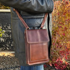 Rugged Earth Leather Organizer Crossbody Bag