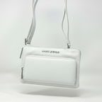 Petit Sac à Main Portefeuille en Cuir Véritable Blanc, Carmen