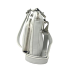 Petit Sac à Main Portefeuille en Cuir Véritable Blanc, Carmen