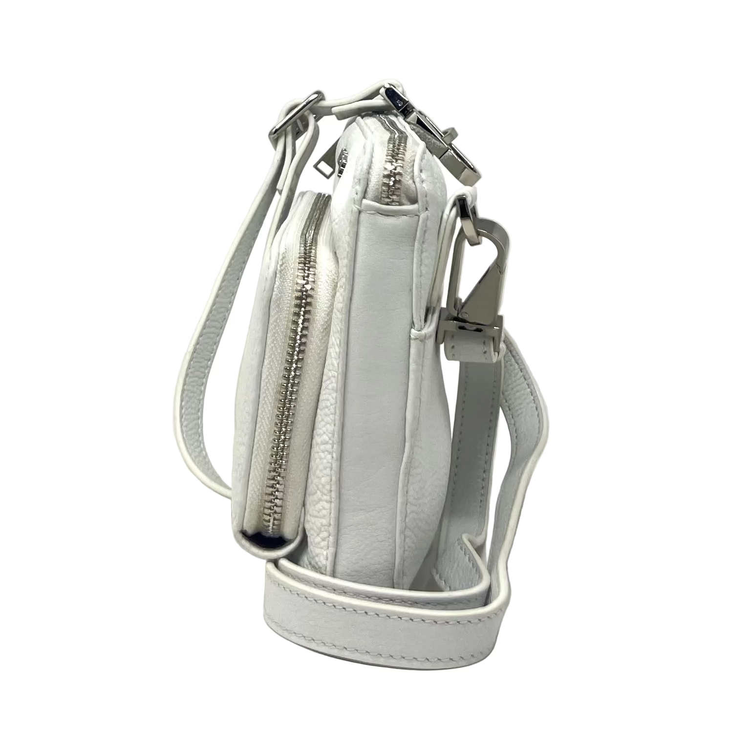 Petit Sac à Main Portefeuille en Cuir Véritable Blanc, Carmen