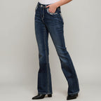 Skull Rider Women’s Bootcut Motorcycle Bling Jeans. High Waisted Embroidered Western Denim
