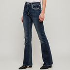 Skull Rider Women’s Music Note & Electric Guitar Bling Jeans. High Waisted Bootcut Western Denim