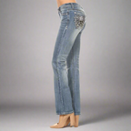 Platinum Plush Women's Rhinestone Skull & Bones Bootcut Jeans