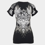 Women's Skull & Wings Tank Top with Rhinestones