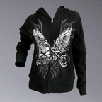 Women's Rhinestone Motorcycle Wing Hoodie