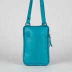 Greenwood Leather Compact Mini Crossbody. Slim Full-Grain Leather Phone Bag & Travel Organizer