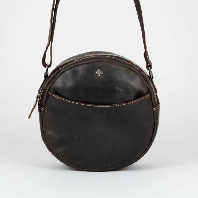 Greenwood Leather Round Crossbody Bag