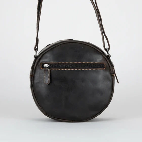 Greenwood Leather Round Crossbody Bag