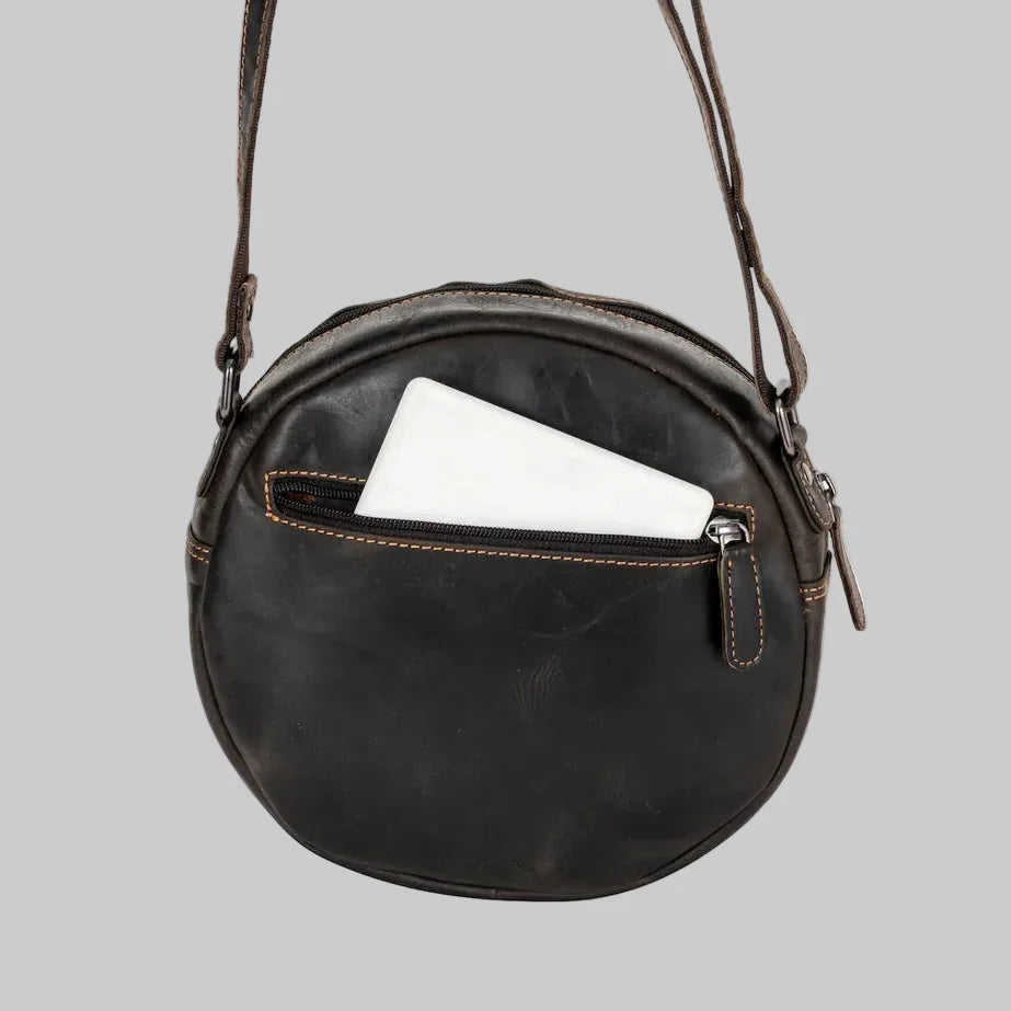 Greenwood Leather Round Crossbody Bag