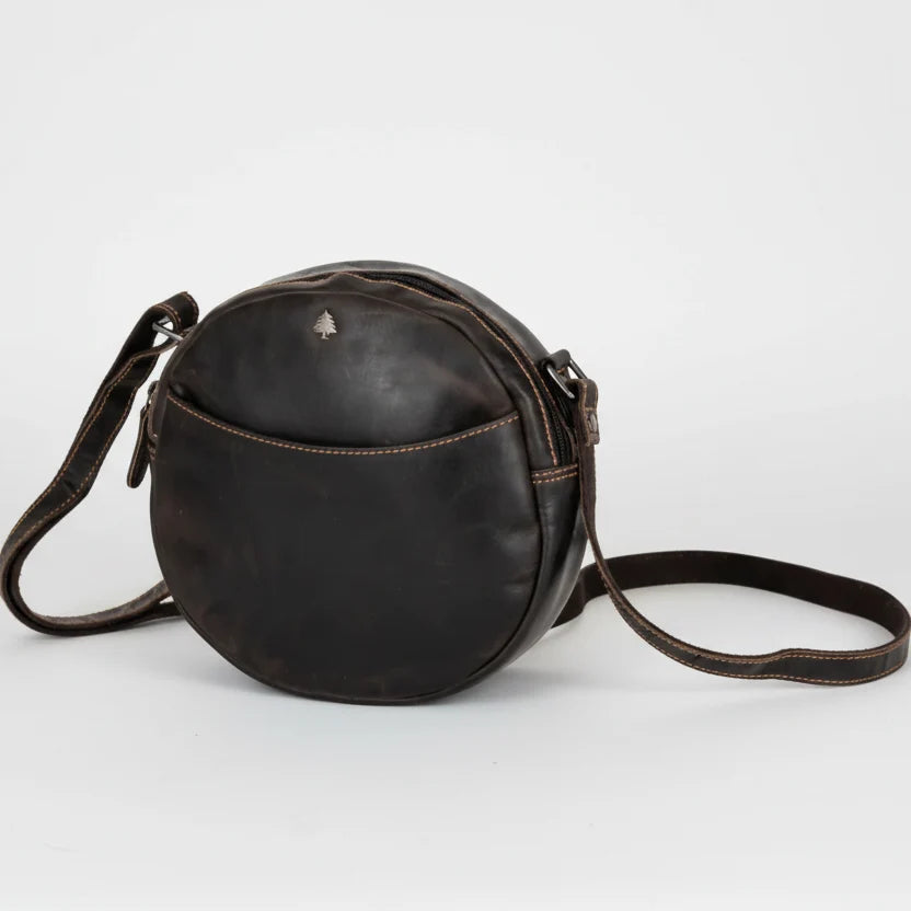 Greenwood Leather Round Crossbody Bag