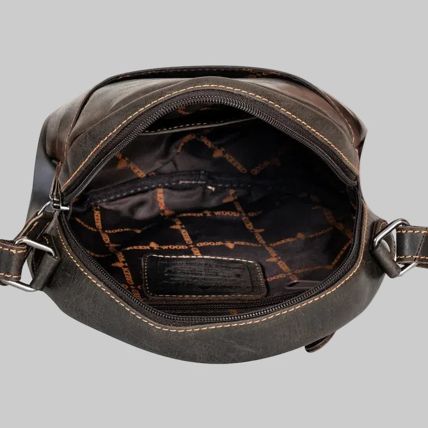Greenwood Leather Round Crossbody Bag