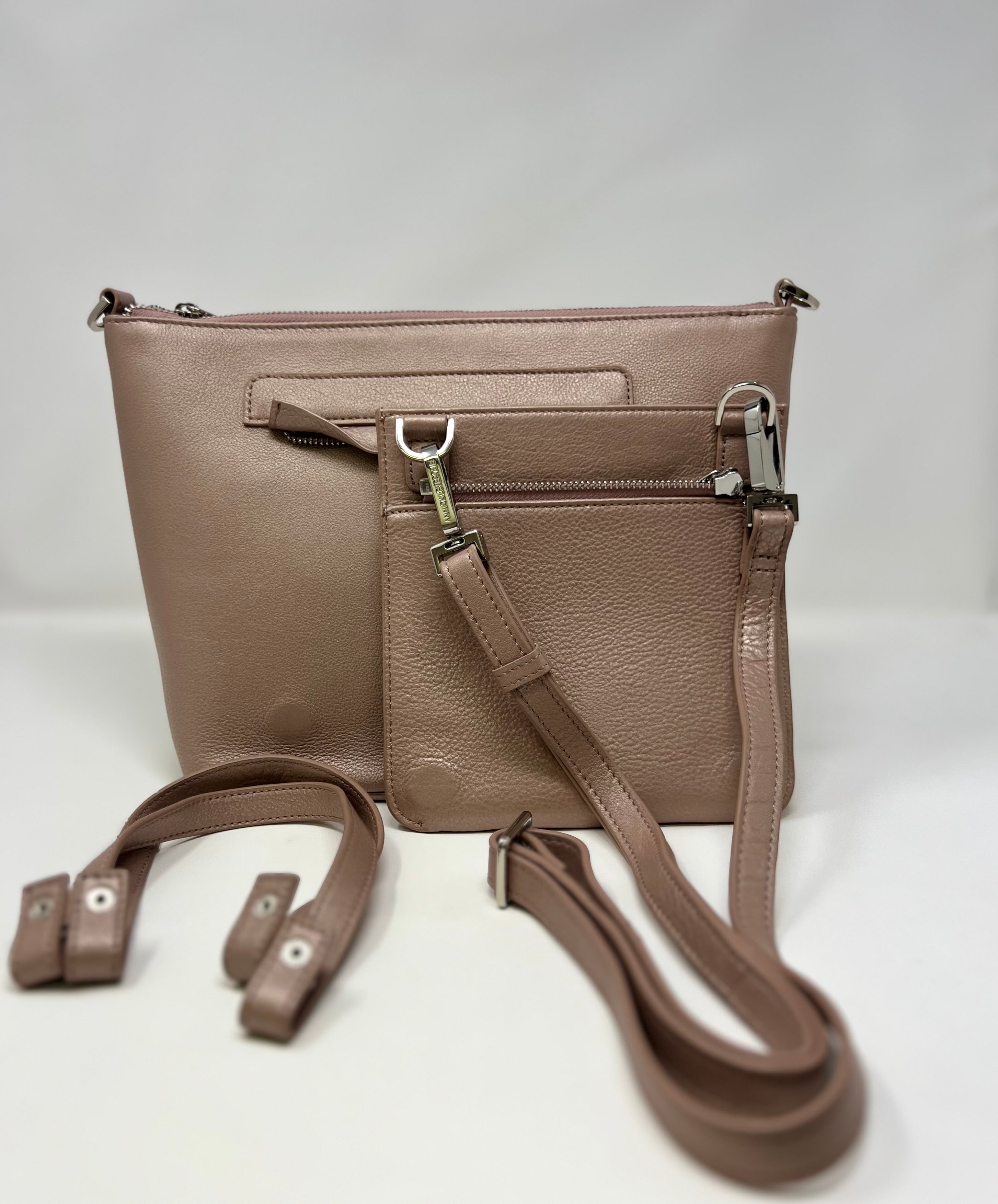 Sac à main en cuir rose platine | Lina