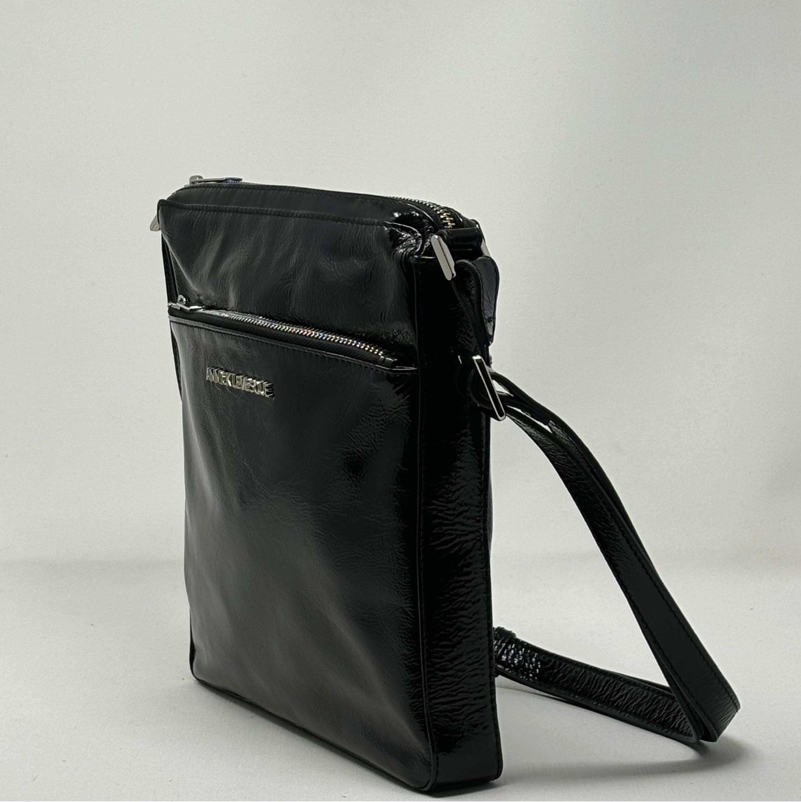 Sac à Bandoulière en cuir Noir vernis | Gisèle