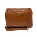 Petit Sac bandouillère 2 en 1 avec porte carte détachable en Cuir Cognac , Kennedi