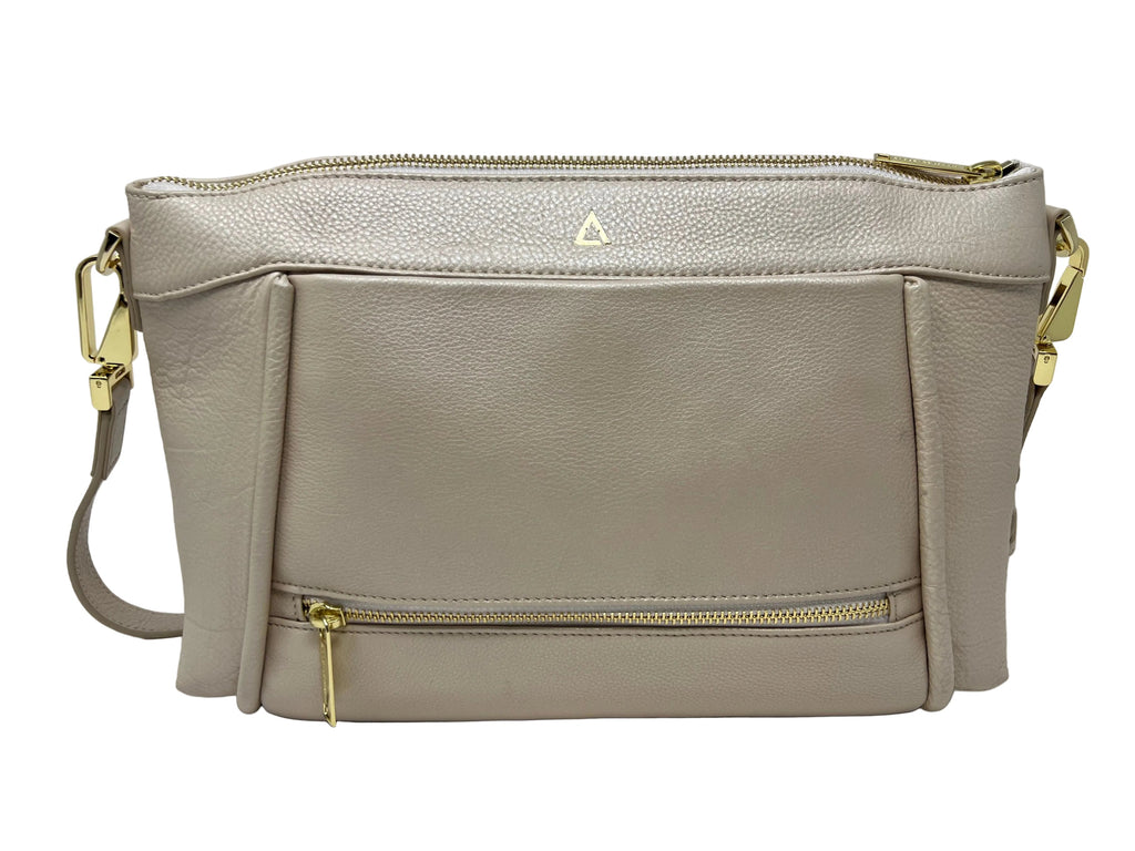 Sac à bandoulière en Cuir, Champagne | Elena
