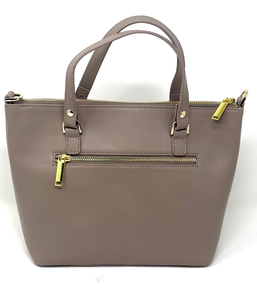 Sac à Main en Cuir véritable Taupe, Lina