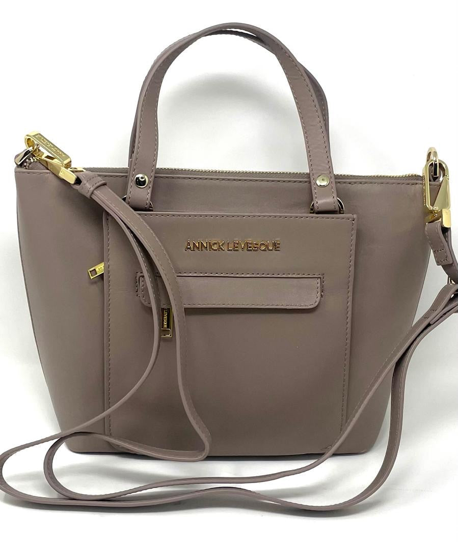 Sac à Main en Cuir véritable Taupe, Lina