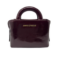 Sac à main en cuir, deux en un, rouge bordeaux vernis | Clarence