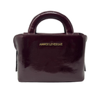 Sac à main en cuir, deux en un, rouge bordeaux vernis | Clarence