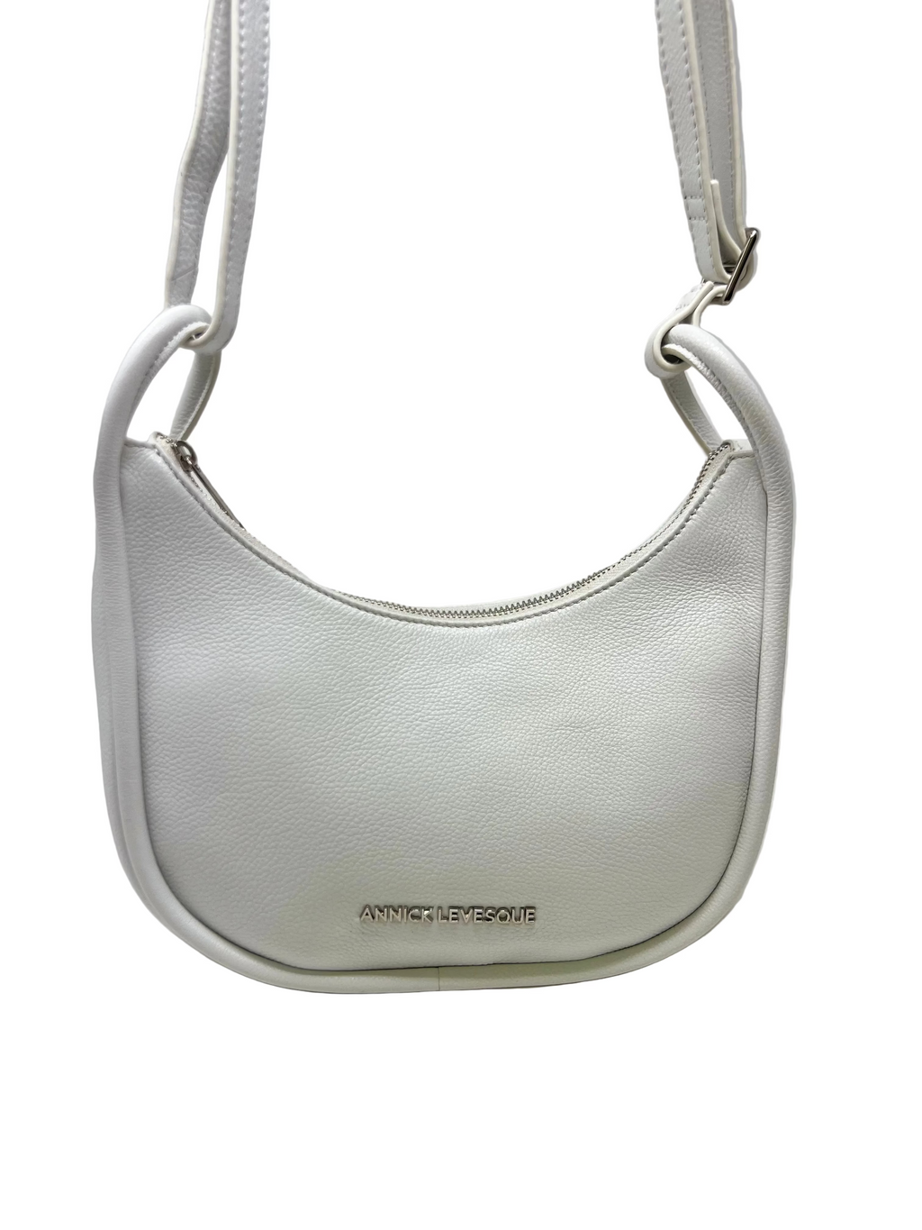 Petit sac à bandoulière en cuir blanc, Sabrina
