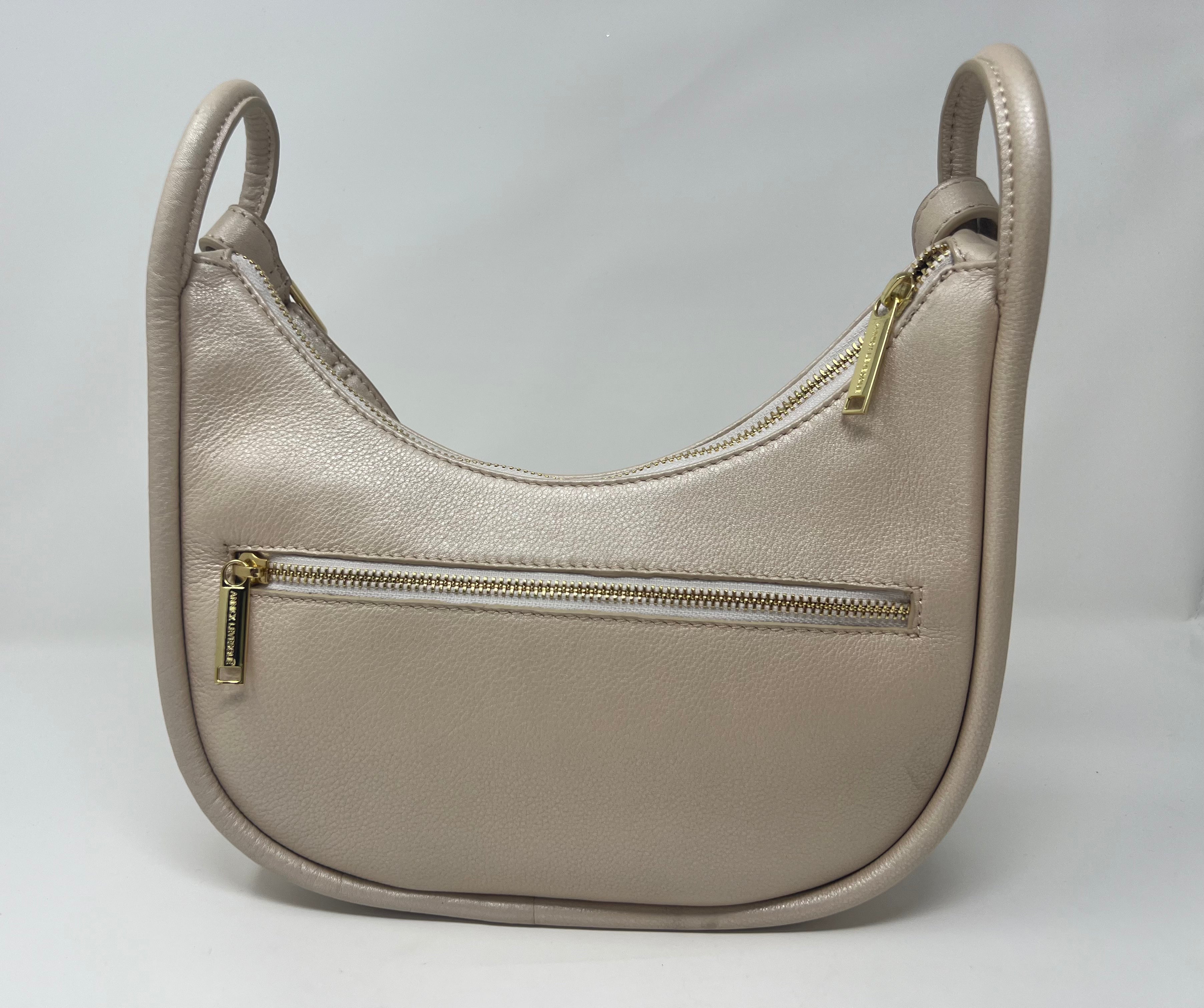 Petit Sac à Bandoulière en Cuir Champagne | Sabrina