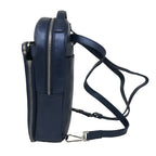 Sac à dos en cuir véritable Alice, Bleu Marine